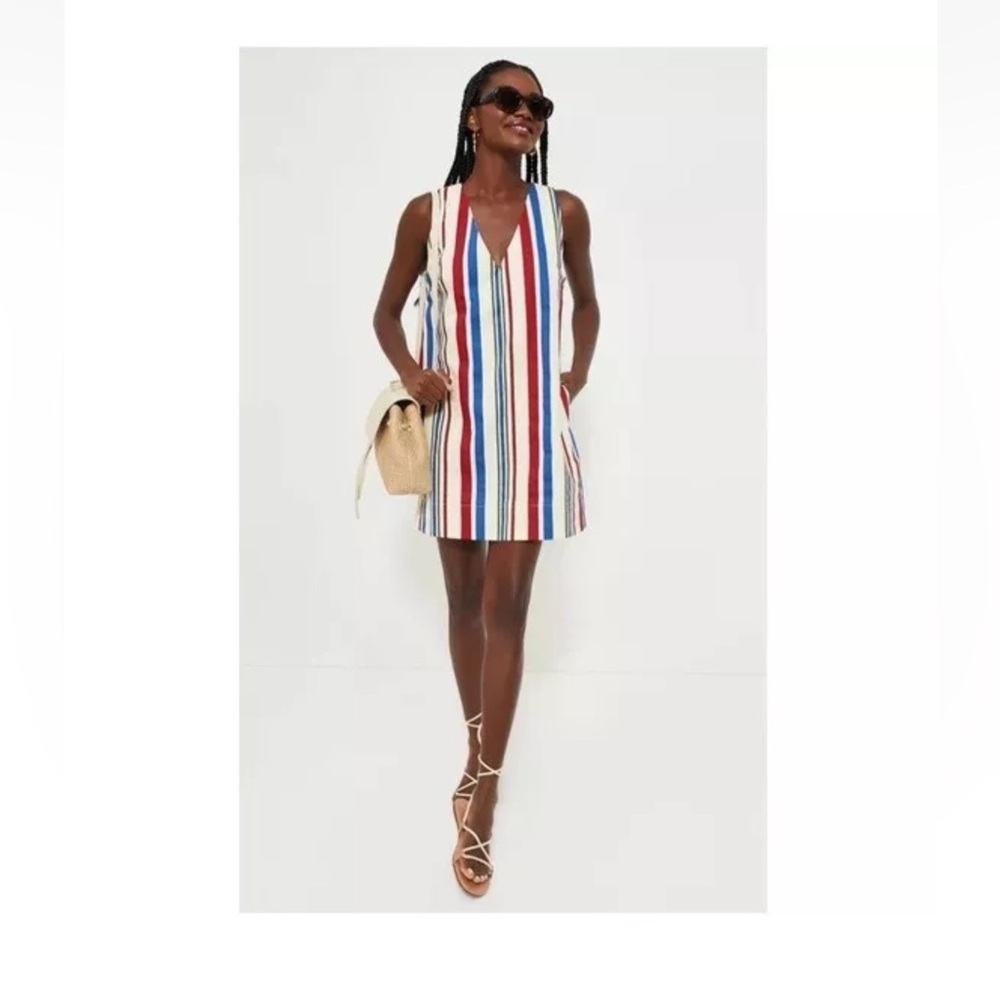 Pomander Place Kira Stripe Mini Dress XS NWT Cotton Lined Coastal Preppy Chic